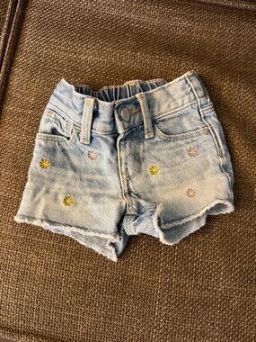 Light Wash Denim Toddler Shorts with Daisy Embroidery